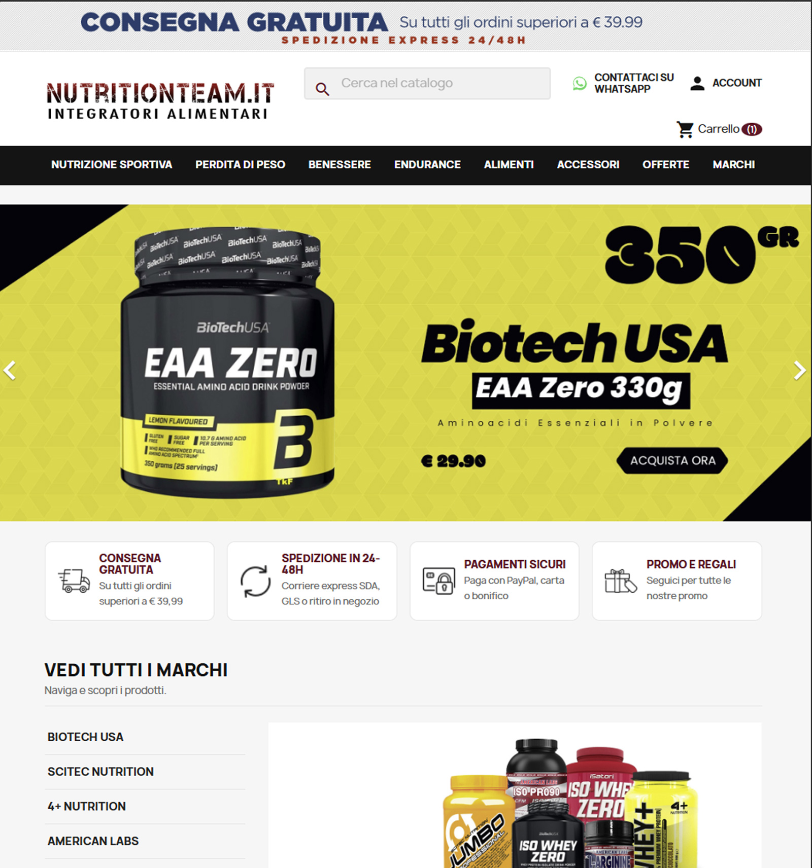 E-commerce Nutrition Team realizzato da Member